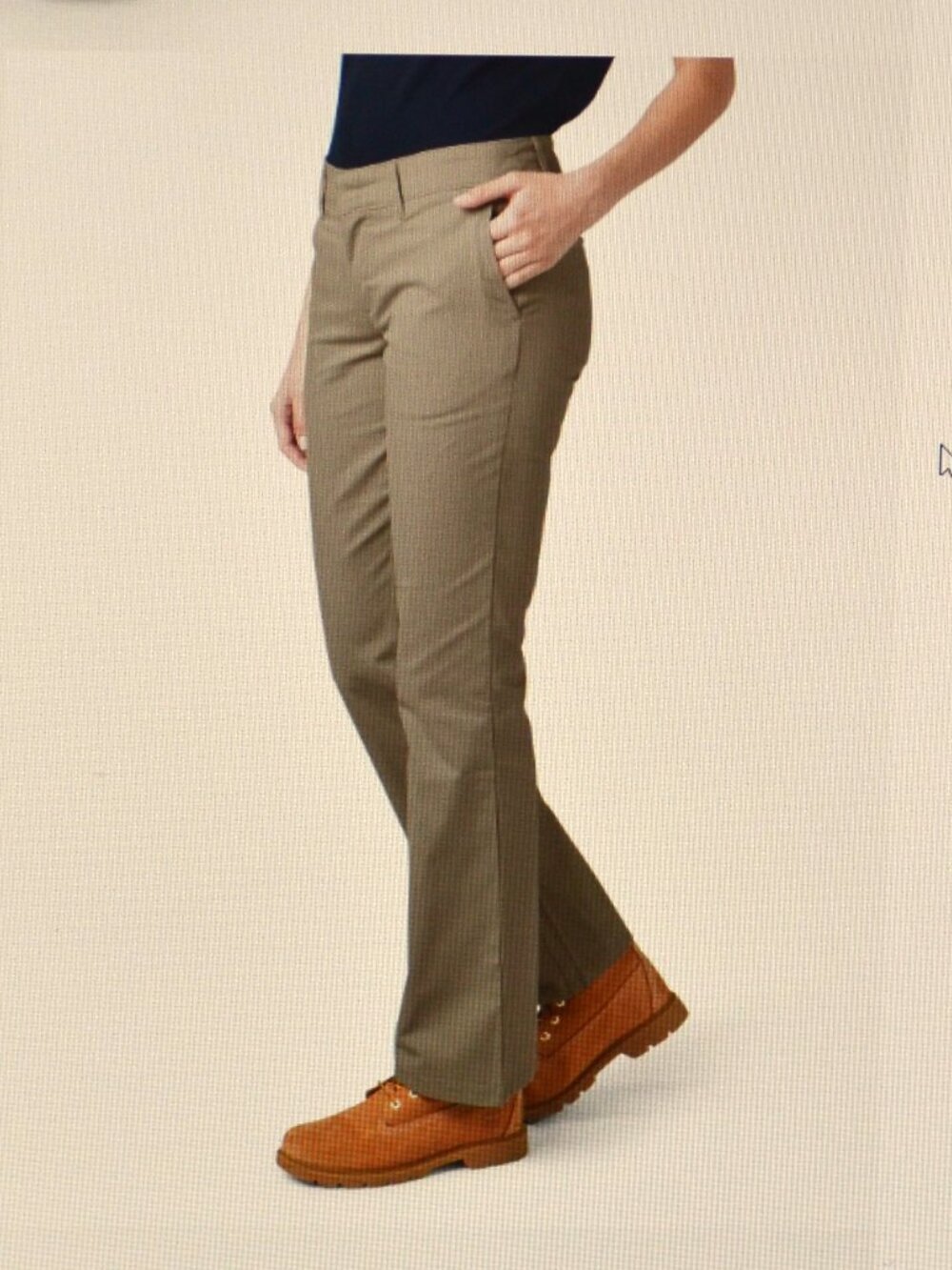 Dickies Women's Slim Fit Boot Cut Kakhi Pants Size 6 Regular